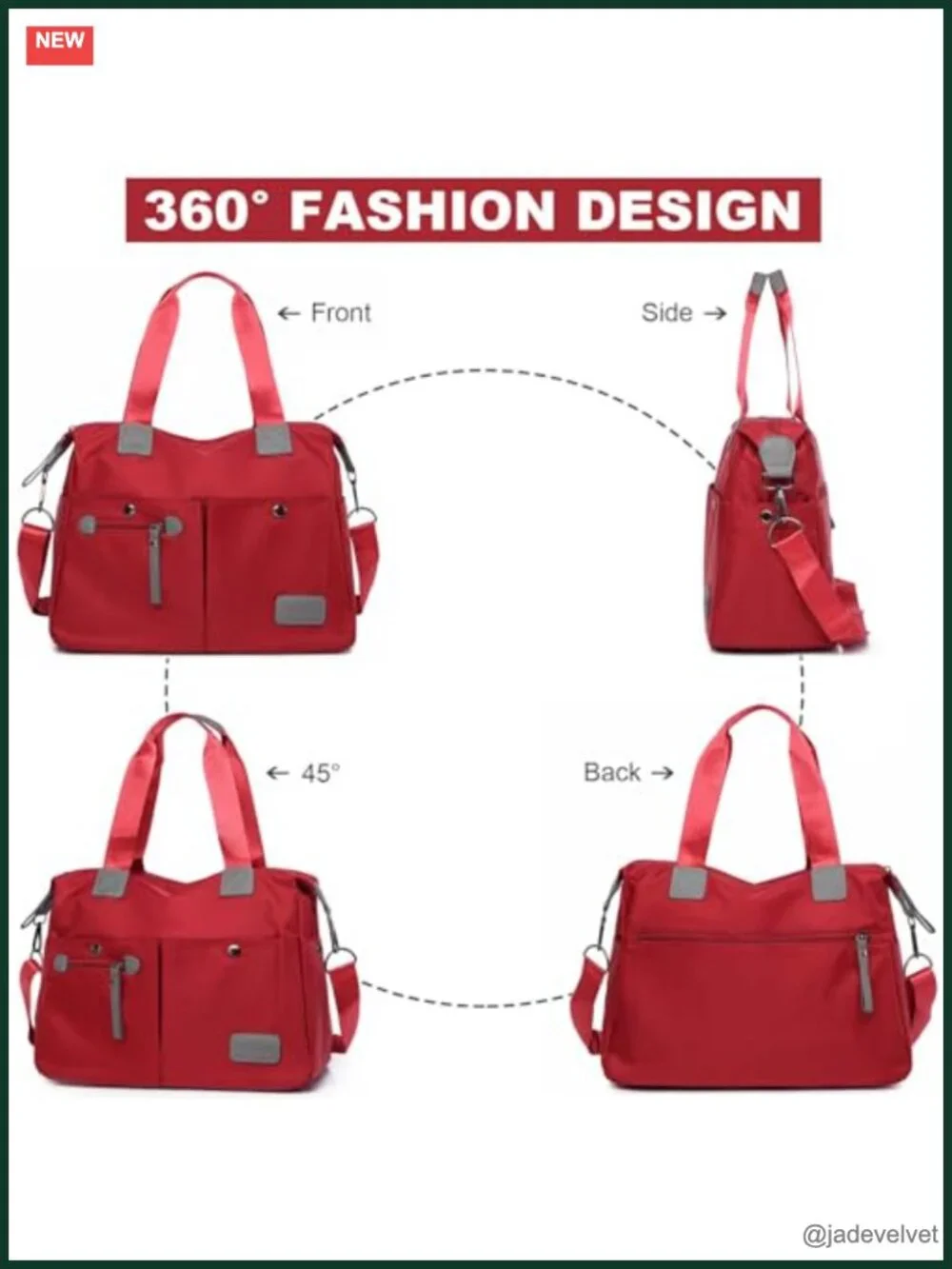 Large Multi Pocket Nylon Tote Bag Crossbody Satchel Work Bag